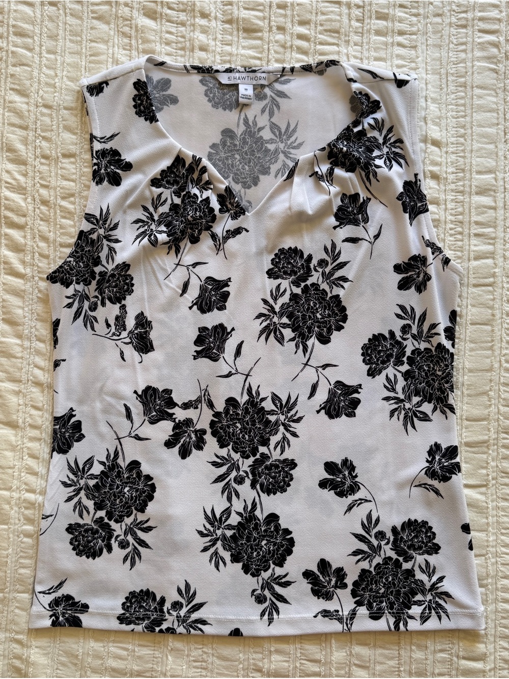 41 Hawthorn Kadieann Split Neck Floral Sleeveless Blouse XS